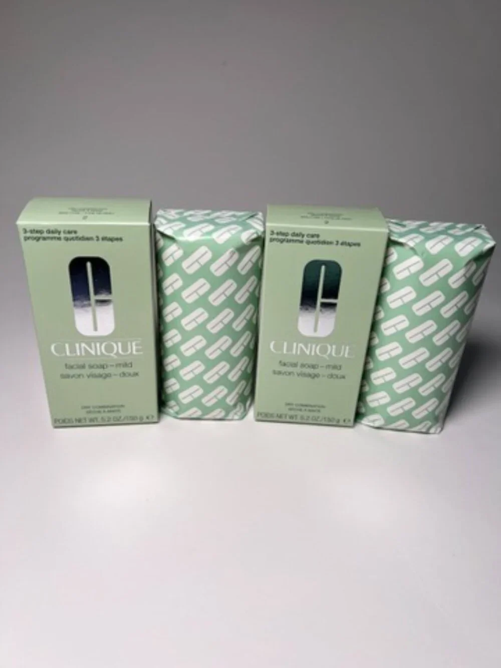 LOT of 2 Clinique Facial Bar Soap MILD Dry Combination Skin Full Size 5.2 oz